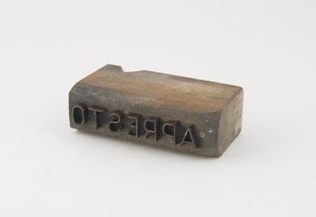 Face plate stamp Apresto made by Smith & Howarth