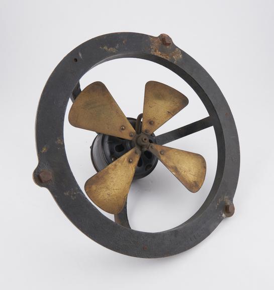 Black Metal Motor Fan With Brass Blades Made By Revo Science Museum