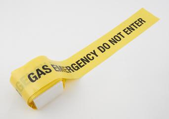 Yellow hazard tape inscibed 'G