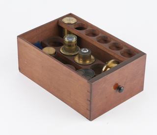 Drawer with microscope accessories