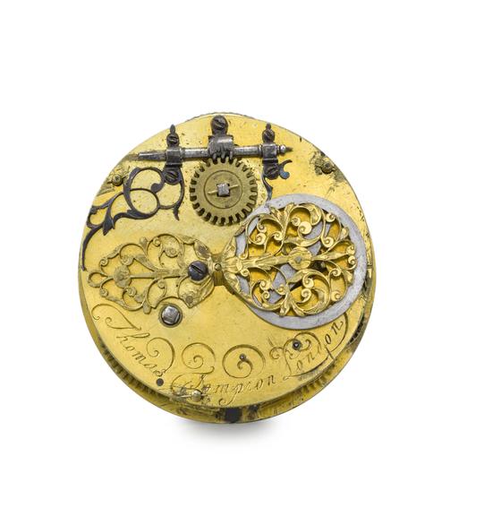 Pre-balance-spring era watch movement by Thomas Tompion c.1671