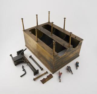 Component parts from model of top of Newcastle coal mine (scale 1.24) comprising of a brass boiler house