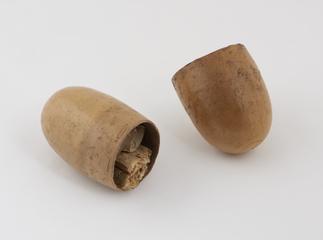 Tinder-box made from the shells of two half-gourds, West Indies, 1910