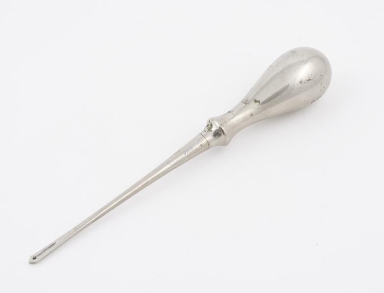 Bone awl, drilled and grooved for suture, by MacQueen and Son