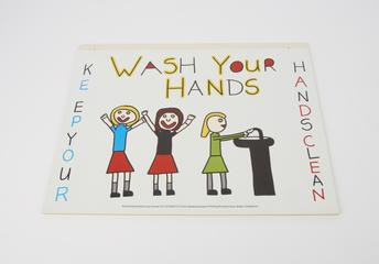 Poster promoting hand hygiene and infection control