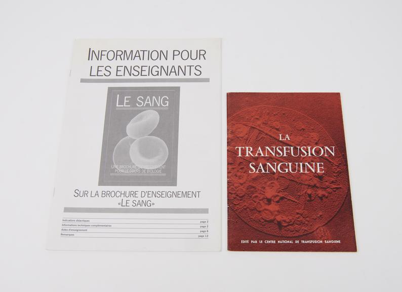 Two French Language Booklets relating to Blood Transfusion