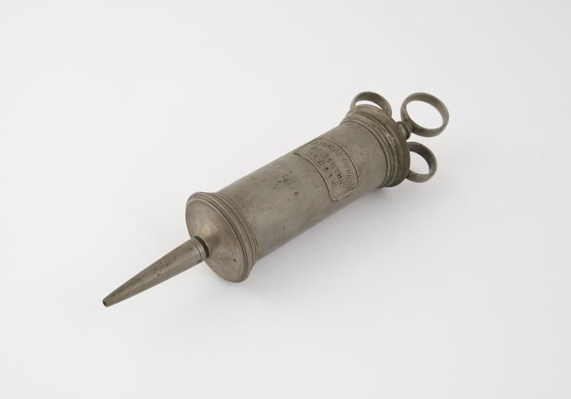 Pewter aural or wound or bladder syringe