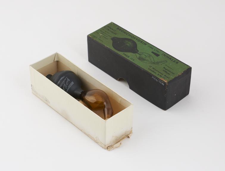 Inhaler for use with bronchovydrin penicillin, in original box