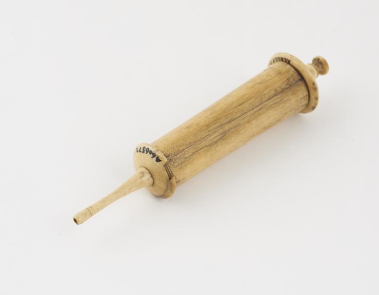 Bone syringe, piston-action, 18th century