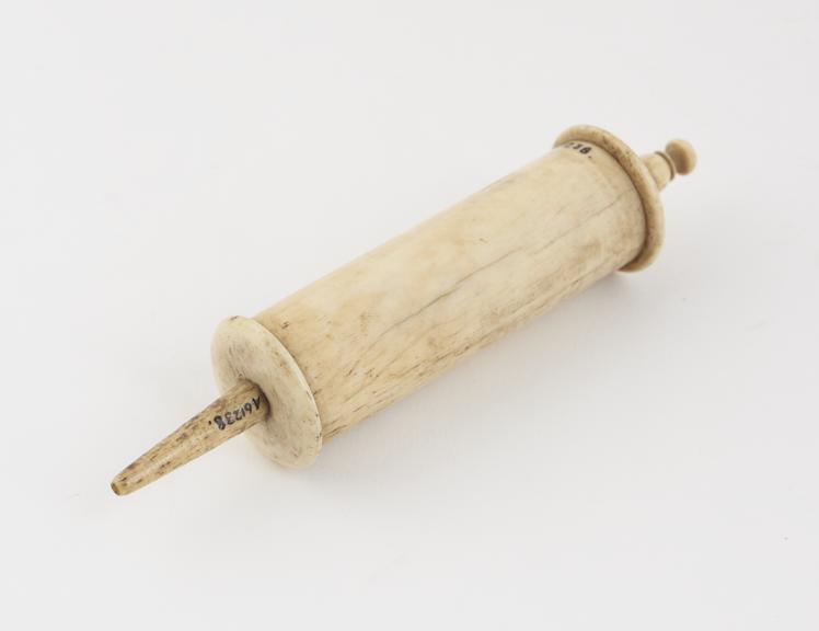 Bone piston action syringe, 17th century