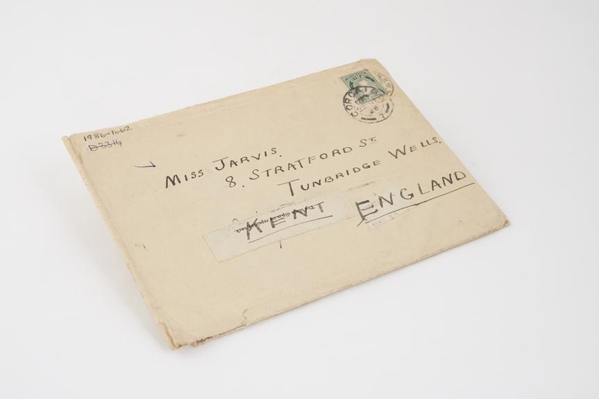 Original brown paper envelope for postcards and photos showing