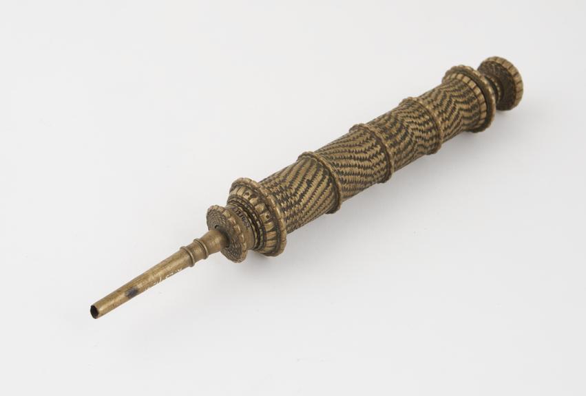 Brass piston-action syringe, possibly French, 17th century