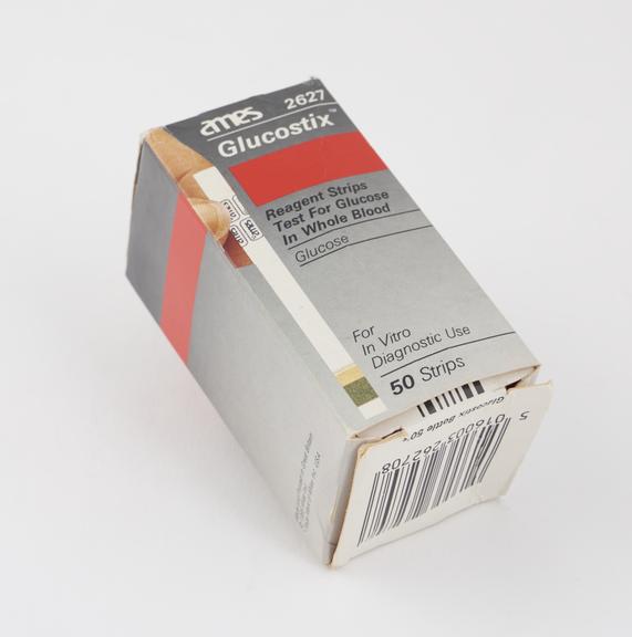 Bottle of 50 Ames Glucostix Reagent strips for testing glucose