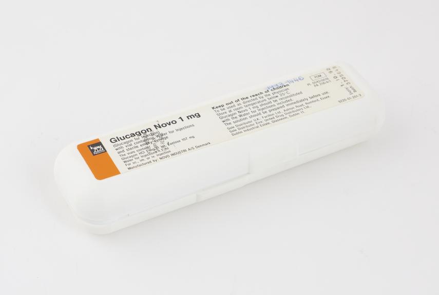 Glucagon Novo 1mg single dose pack consisting of a glass vial