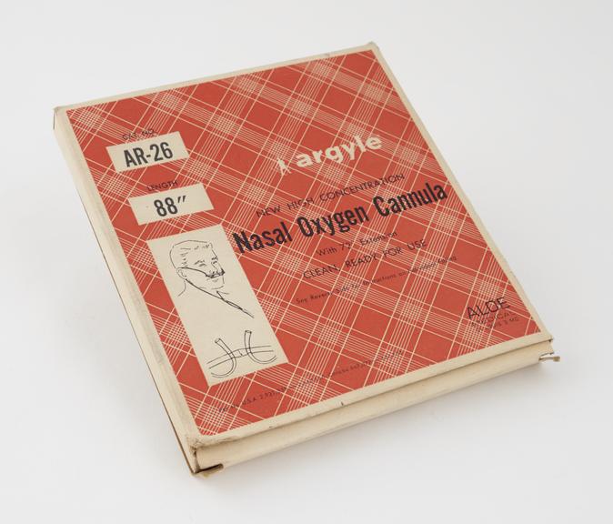 Nasal oxygen cannula in original box, by Argyle Medical, USA