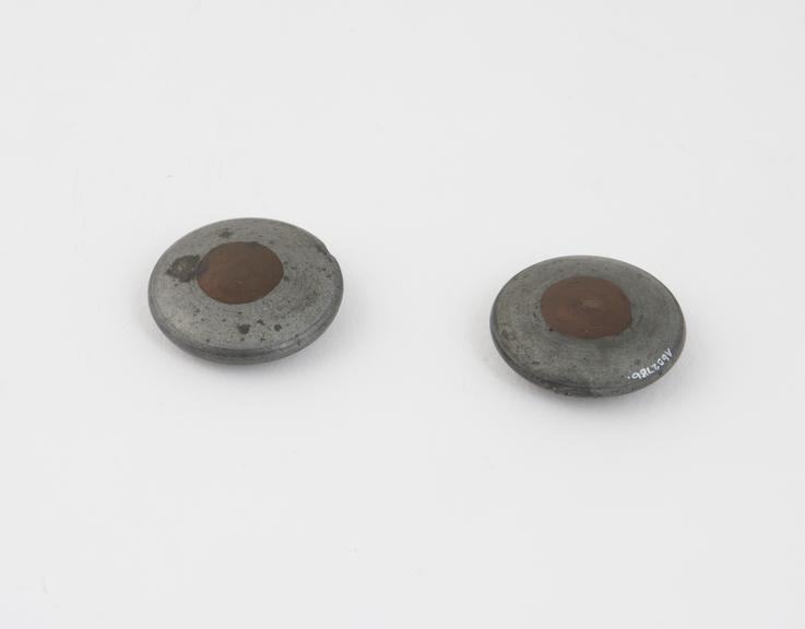 Pair of lead buttons, galvanic, possibly charm against disease