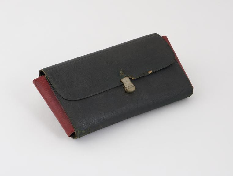 Folding black leather case