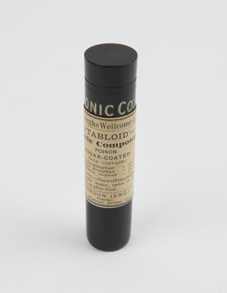 Plastic tube of tonic compound tablets, by Burroughs Wellcome