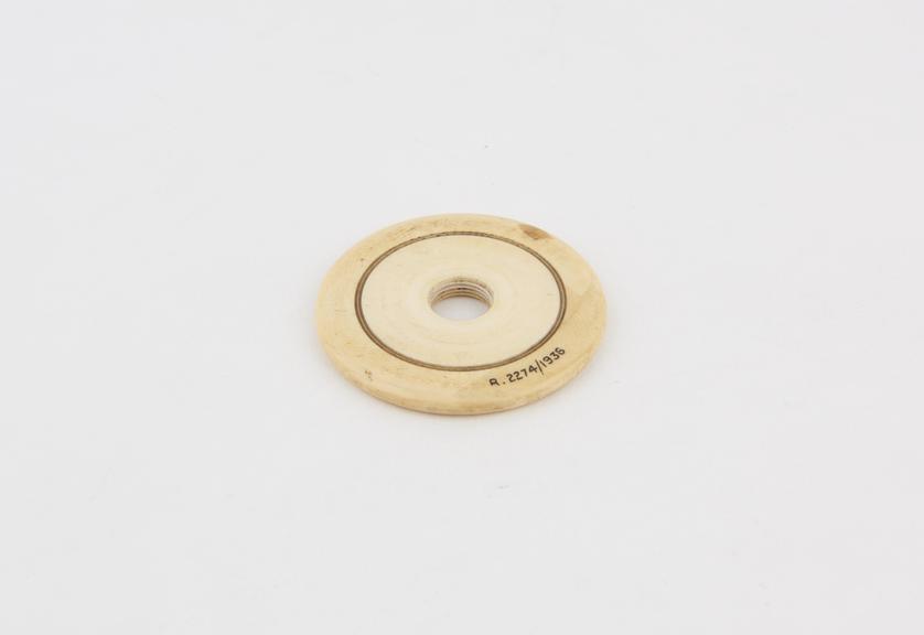 Ear plate from monaural stethoscope, English(?), 1801-1910