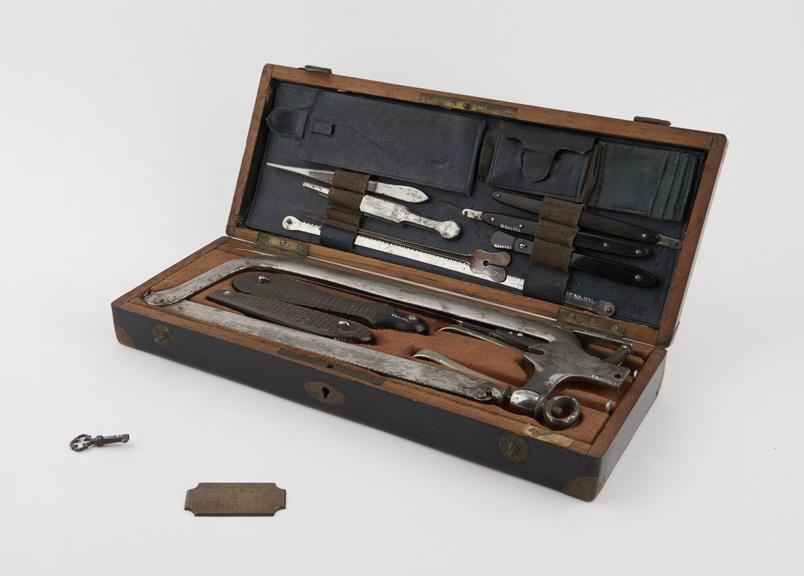 Surgical instrument set, cased, by Charriere, French