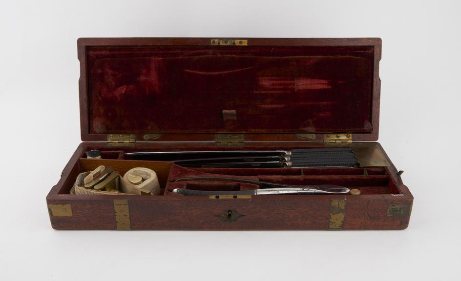 Amputation set, cased, by Evans and Co., English, 19th century