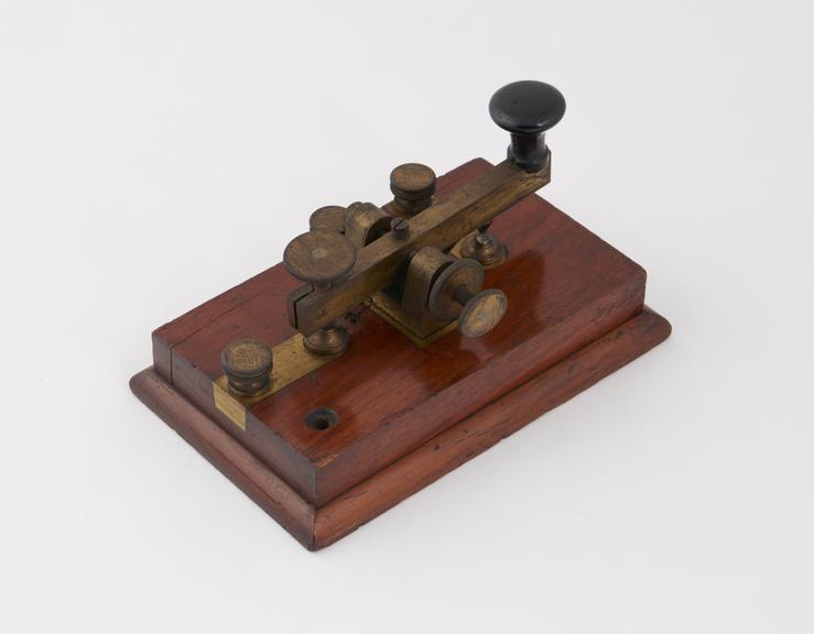 Morse type switch, brass and mahogany, Riviere collection