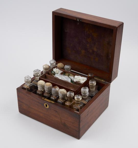 Medicine chest with contents, 1870-1910