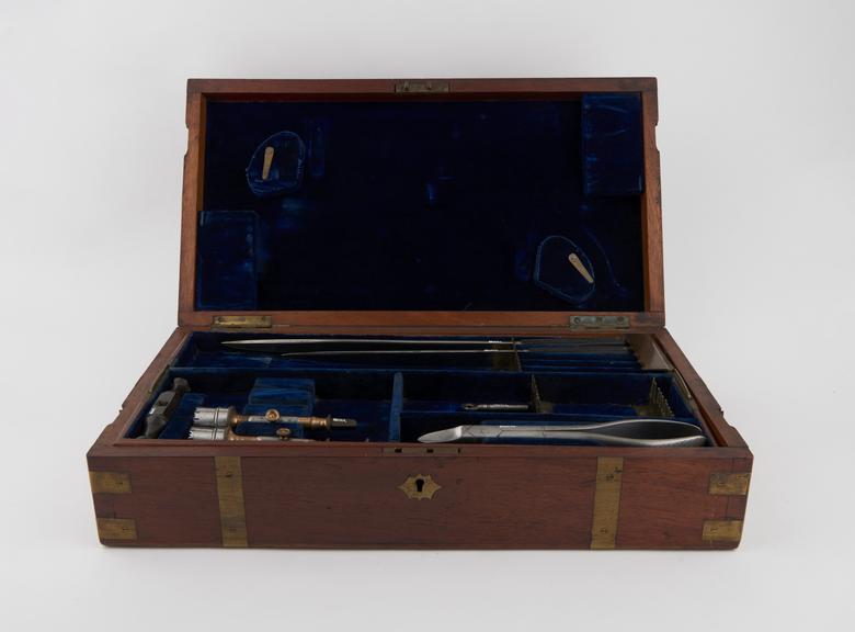 Surgical instrument set, cased, by Weiss, English, 19th century