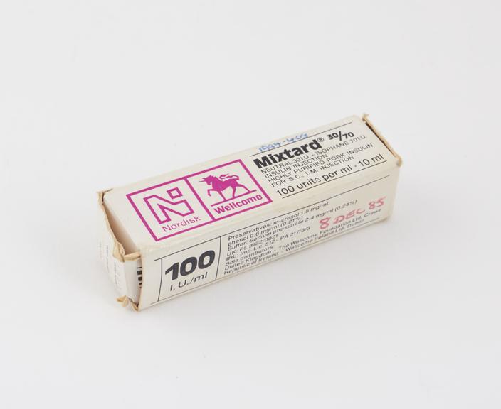 Vial of Mixtard 30/70 purified pork insulin | Science Museum Group ...