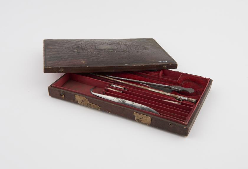 Surgical instrument set, cased, Charriere, French