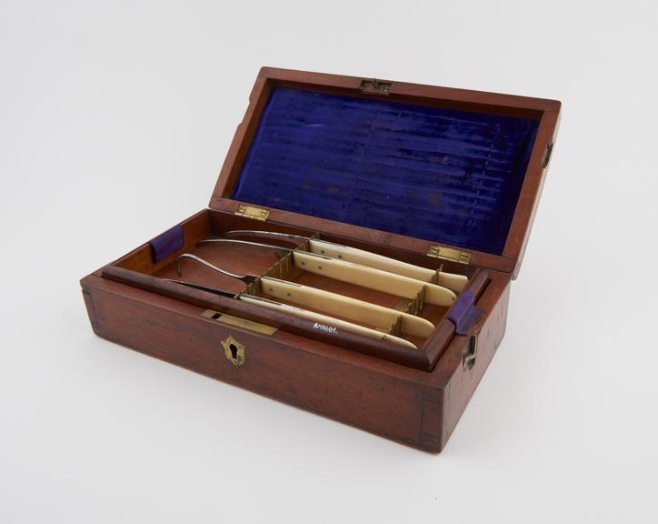 Surgical instrument set, cased, by Arnold and Sons, English