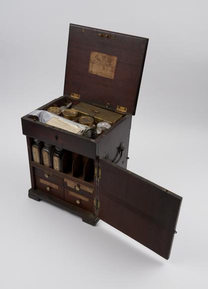 Medicine chest, wooden, supplied by John Moore, Covent Garden