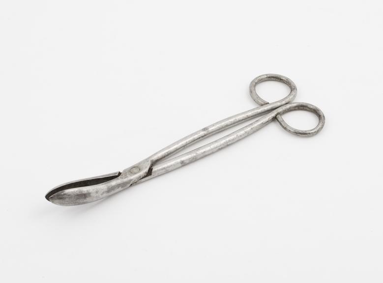 Small pair of curved lithotomy forceps with cross-action shanks