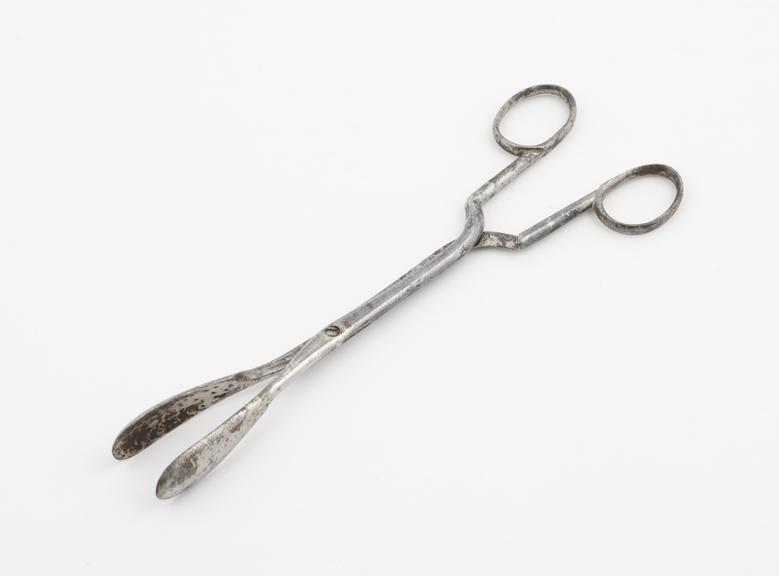 Straight lithotomy forceps, with staggered cross-action shanks