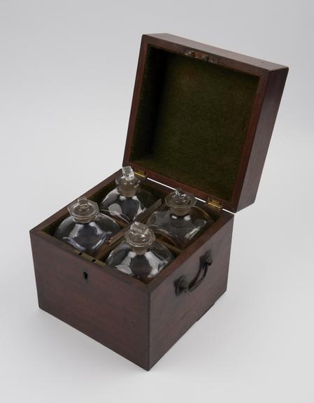 Mahogany medicine chest or spirit case(?), cuboid