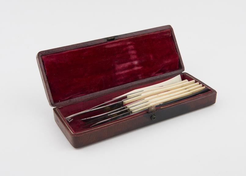 Surgical instrument set, cased, English, 19th century