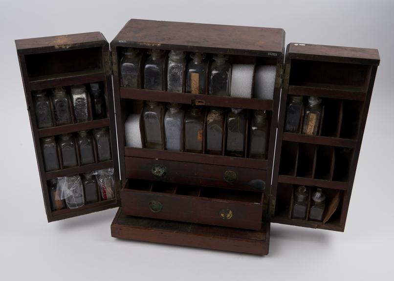 Medicine chest, winged front, hinged door at back