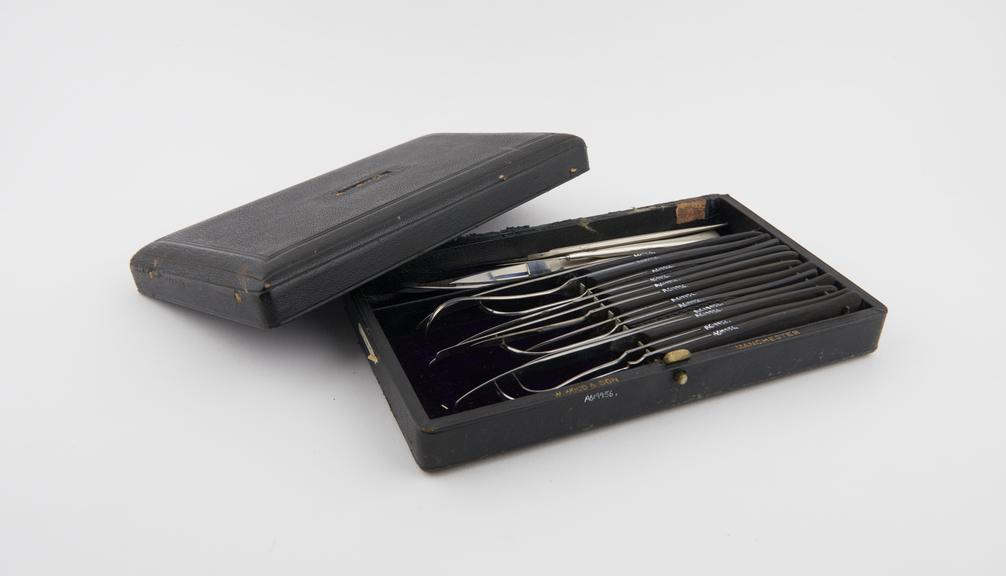 Surgical instrument set, cased, by W