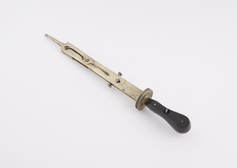 Greenhalgh's hysterotome, German silver, with ebony handle