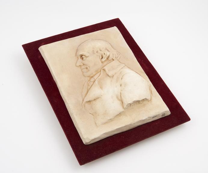 Plaster copy of a plaque bearing the portrait of John Hunter