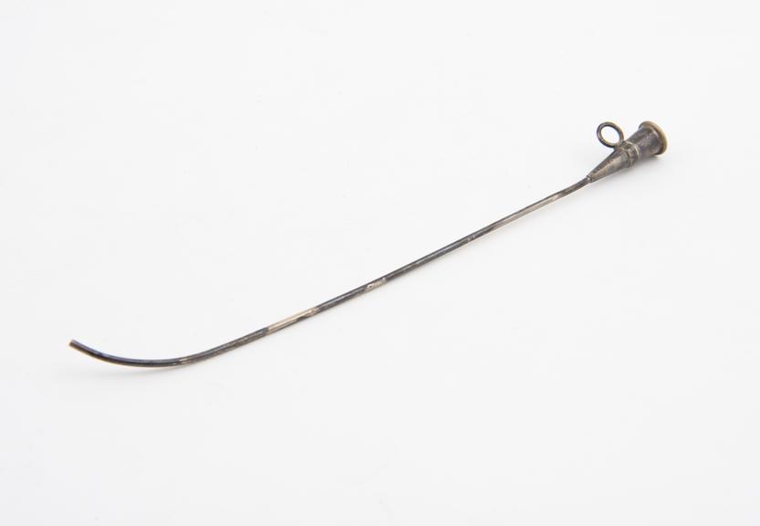 Eustachian catheter, silver, no hallmark, 19th century