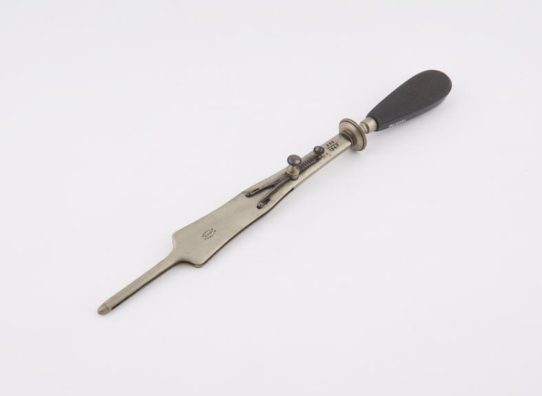 Routh's hysterotome, German silver with ebony handle