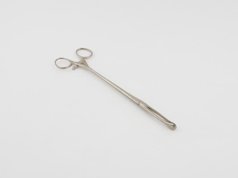 Uterine forceps, steel, nickel plated, by Collin of Paris