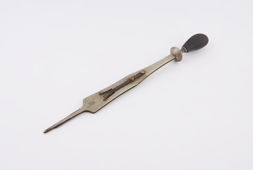 Routh's hysterotome, German silver with ebony handle