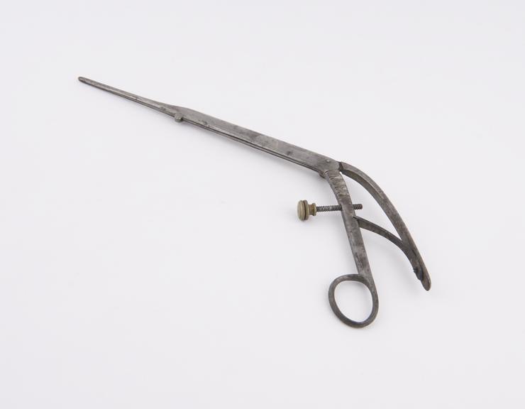 Simpson's hysterotome, angled scissors type handle, steel