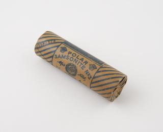 Cylindrical stick of explosive substitute in brown paper wrapper, printed: ‘POLAR’; ‘SAMSONITE No.3’