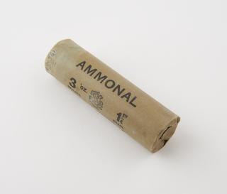 Cylindrical stick of explosive substitute, printed: ‘AMMONAL’; ‘3oz Weight’ George & Dragon Trademark
