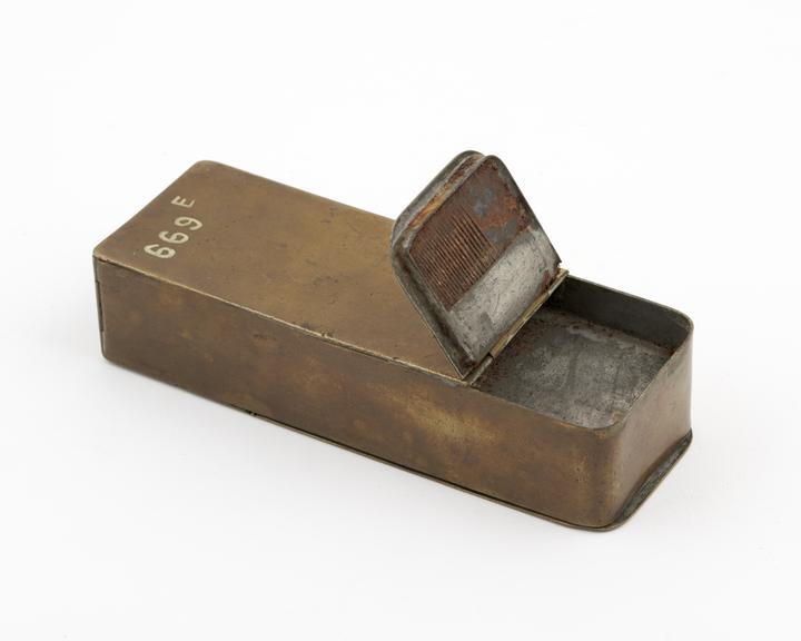 Tinder Box of Brass, 4 1/2 x 1 1/2 x 1 inches with 3