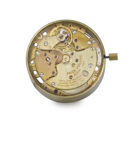 Prototype watch movement with co-axial escapement by Patek