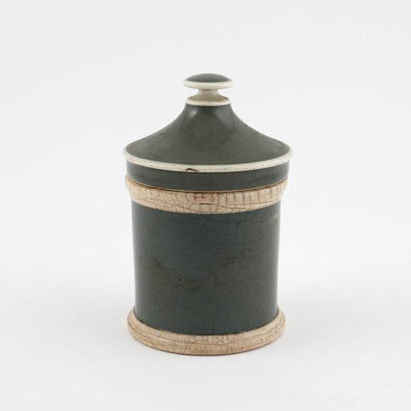 Pharmacy ointment jar, earthenware, English, 1879-1900